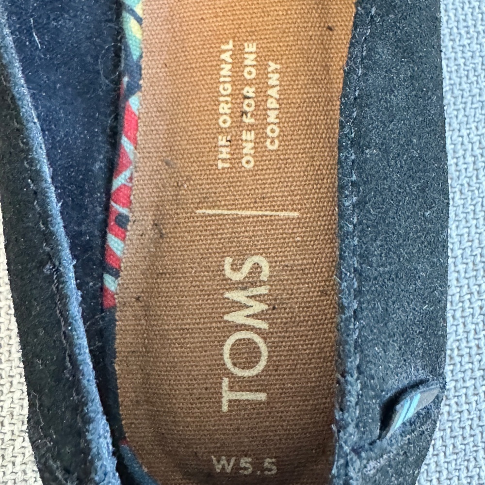 TOMS Women's 5.5 Jutti Neat Ballet Flats Casual Slip On Black Suede - Picture 8 of 9